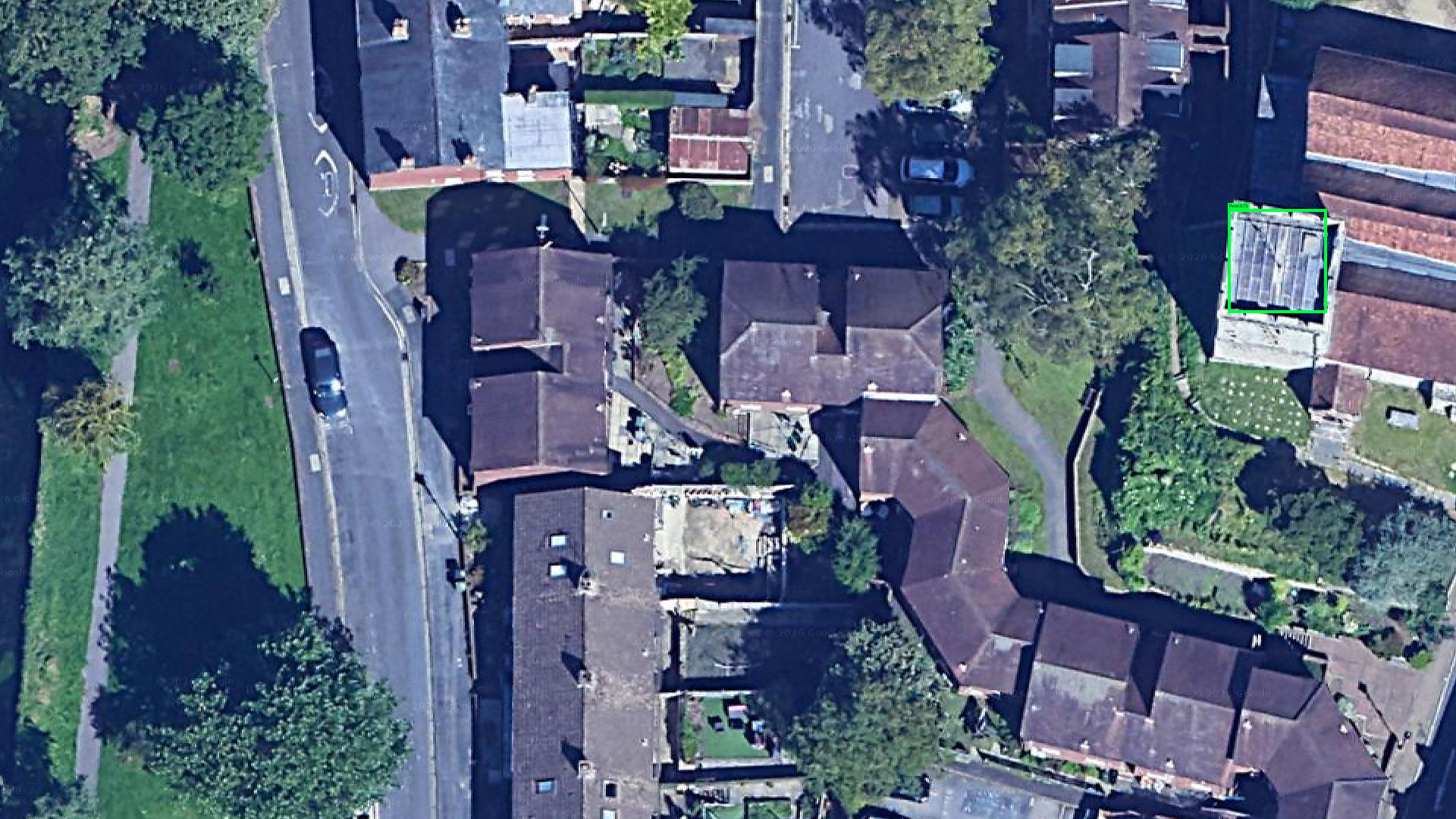 Solar panel detection - Winchester England UK - 73% confidence